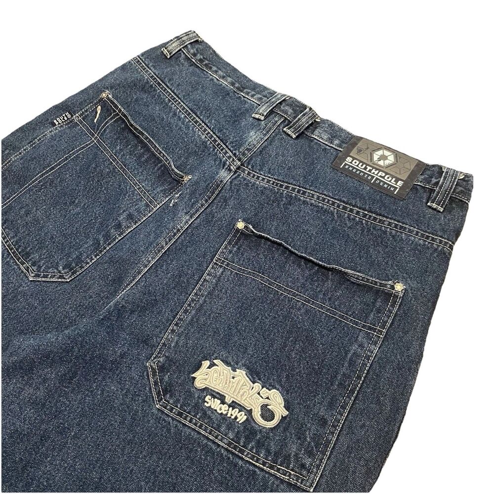 Vintage Southpole Jorts Jean Shorts Baggy Wide Leg Y2K Blue 36 REPAIRED